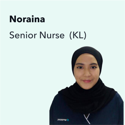 Senior nurse Noraina from KL